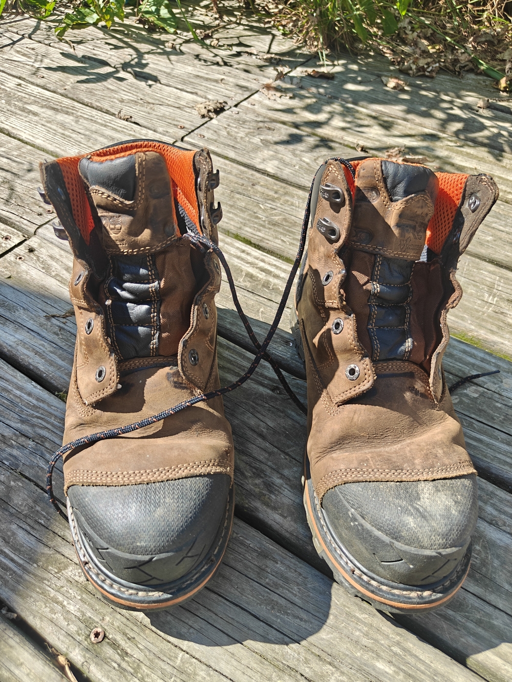 Timberland Brown Work Boots with Orange Interior